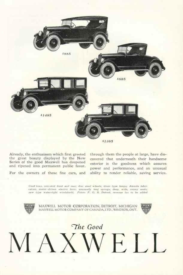 1922 Maxwell Auto Advertising